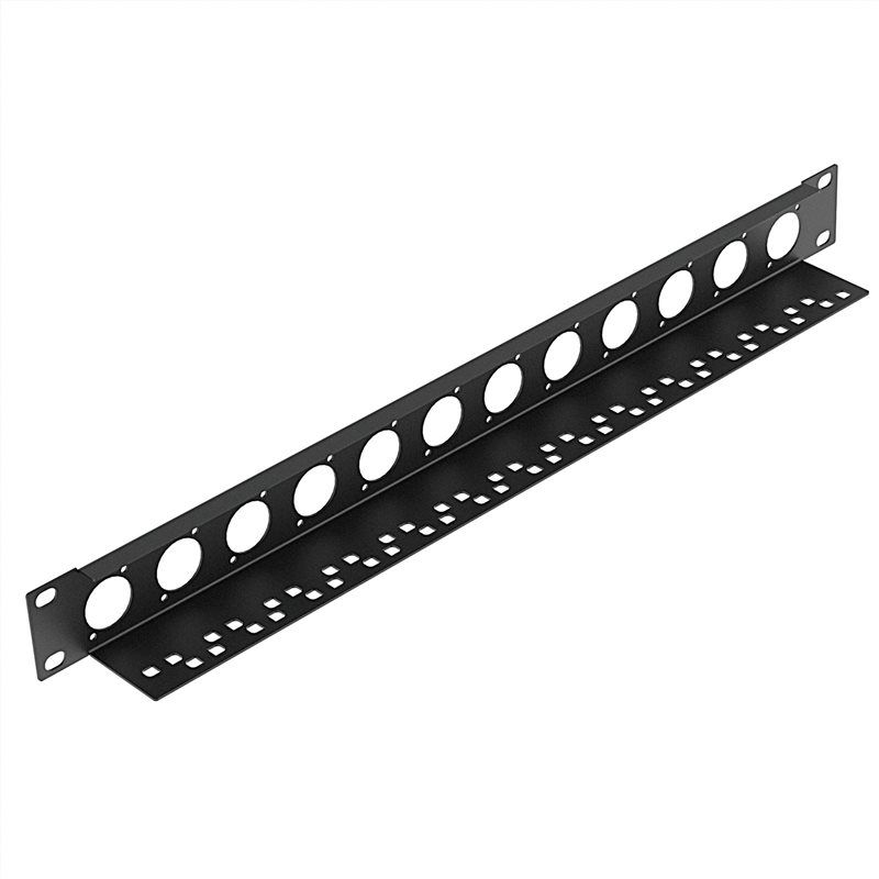 1U Rack Panel Punched forr 12 x Neutrik D-Series Connectors