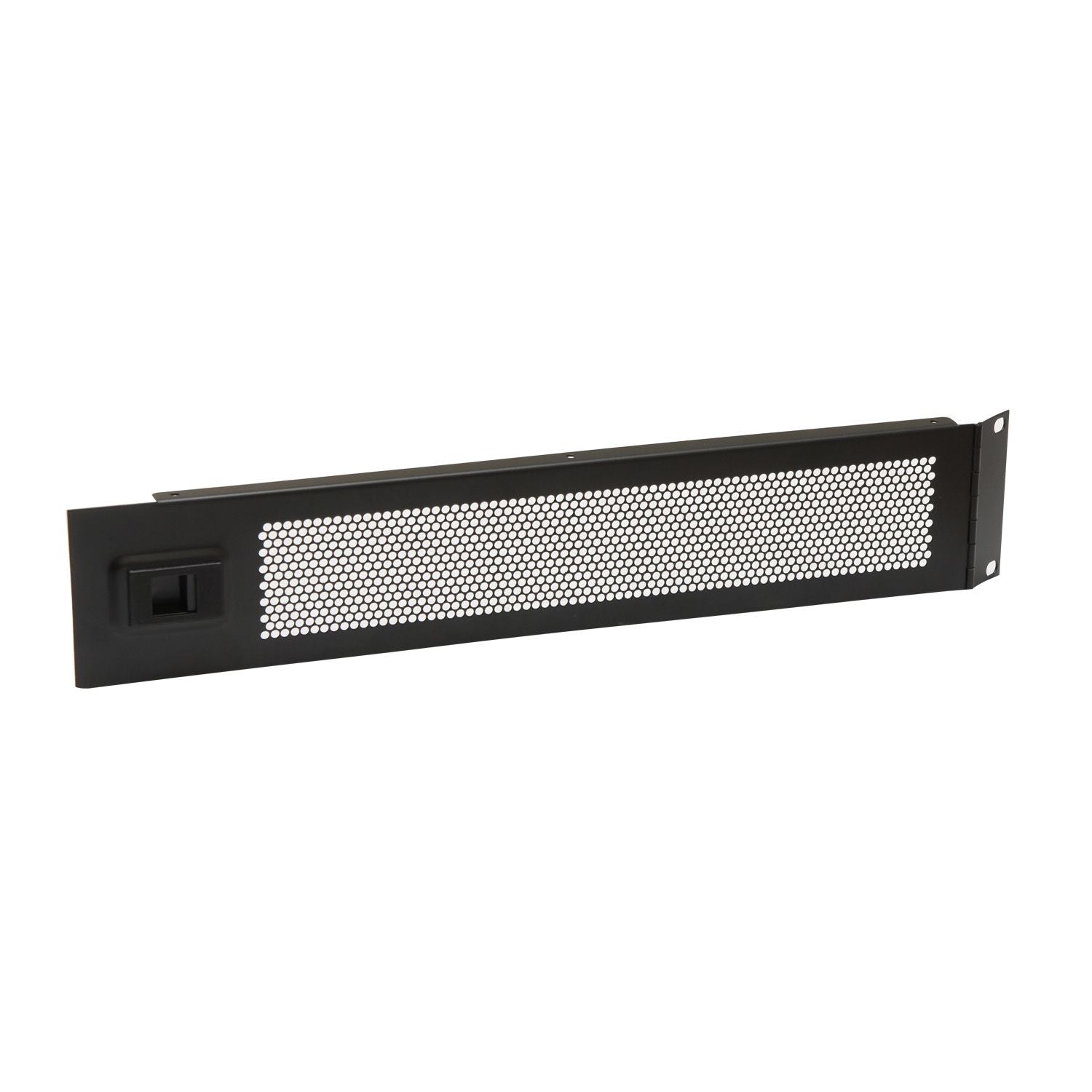 2U Black Hinged Vented Rack Panel with Slam Lock